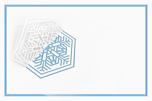 除夕贺卡的概念。雪花从纸上剪下来，投下了影子。三维演示图片下载