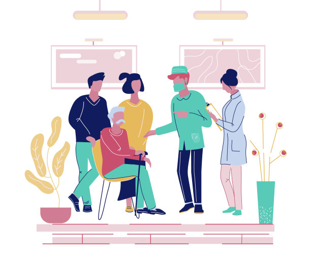 在保健诊所或医院看医生的老人病媒说明图片下载