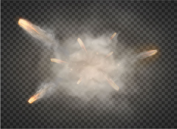 爆炸痕迹烟雾爆炸在透明的背景上孤立图片下载