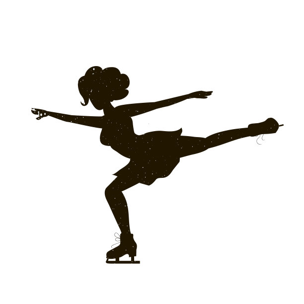 黑人妇女剪影的花样滑冰运动员在一个白色的背景。滑冰。冬季运动时间。图片下载