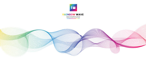 抽象的彩虹波浪线流动在白色的背景。图片下载