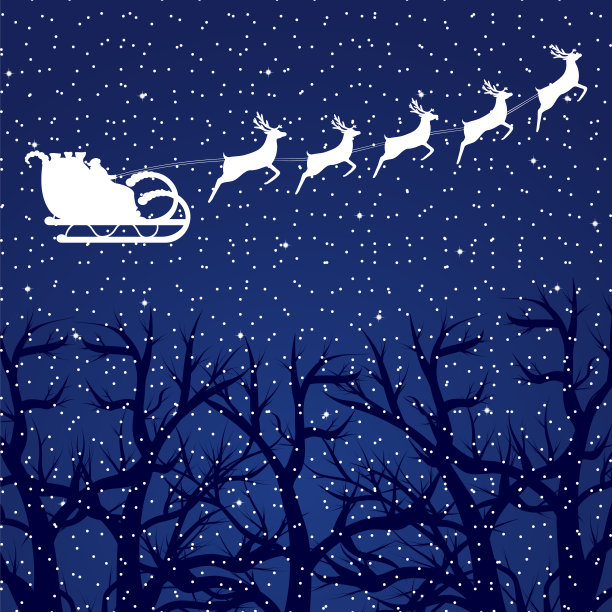 在森林里，圣诞老人骑着驯鹿图片下载