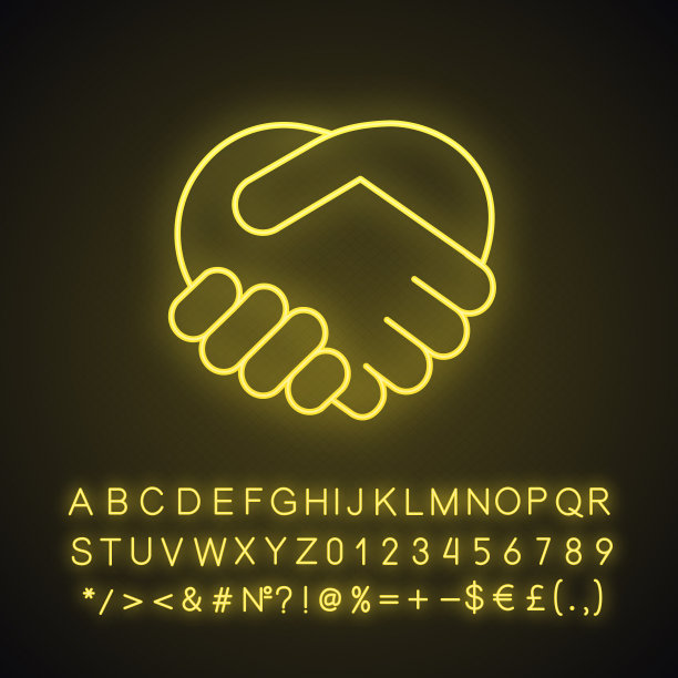 握手手势霓虹灯图标图片下载