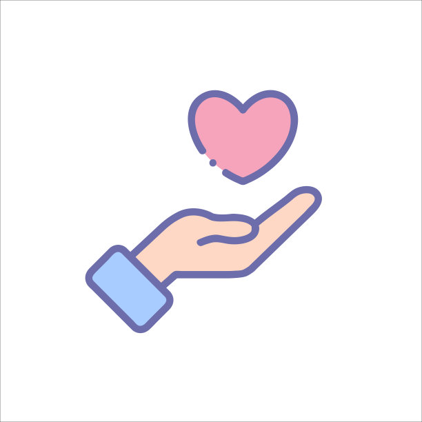 医疗保健手握心脏平面矢量图标的应用程序和网站。行图标图片下载