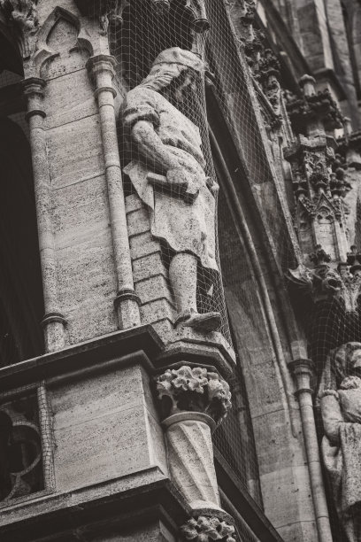 慕尼黑市中心新市政厅Marienplatz的建筑元素和雕像。图片下载