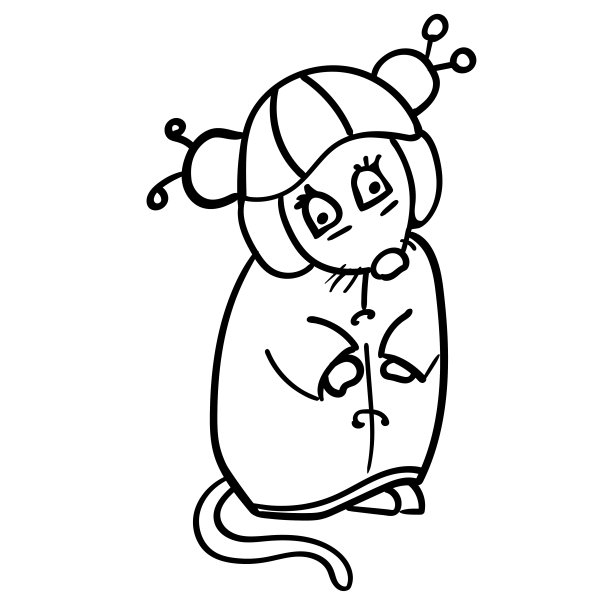 可爱的老鼠,老鼠。2020年新年卡通标志。卡通风格涂色页或书的儿童成人。——向量。矢量图图片下载