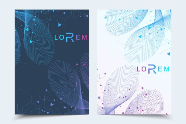 商业模板小册子，杂志，传单，传单，封面，小册子，年度报告。医学、技术、化学的科学概念。六角形的分子结构。Dna,原子,神经元图片下载