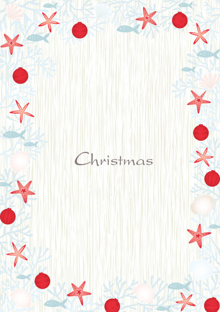 珊瑚、圣诞球、海星鱼、海贝等镶边载体，装饰圣诞佳节喜庆。图片下载
