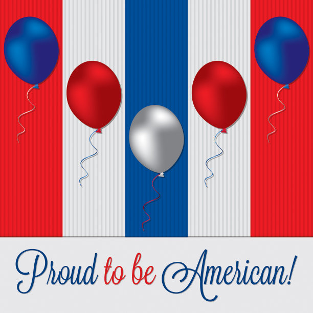 矢量格式的气球独立日卡片。图片下载