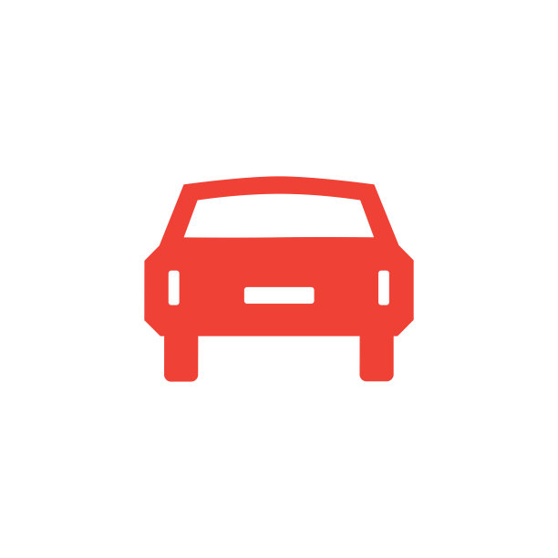 汽车红色图标上的白色背景。红色平坦风格矢量插图。图片下载