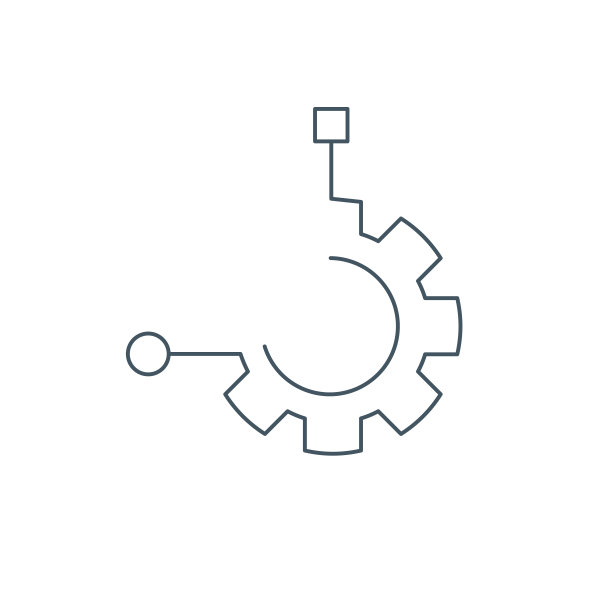 功能科技Logo。线性齿轮图标。库存矢量图，白色背景上隔离。图片下载