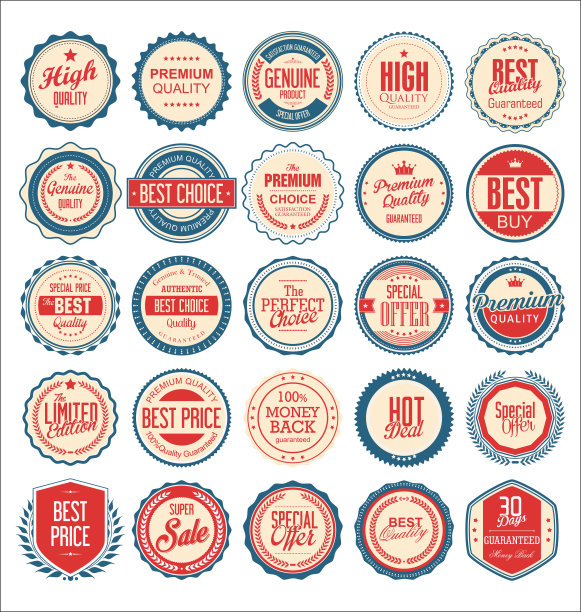 复古徽章和标签收集图片下载