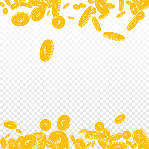 欧盟欧元硬币下跌。分散的浮动图片下载