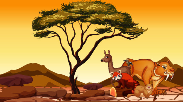 田野里有许多动物的场景图片下载