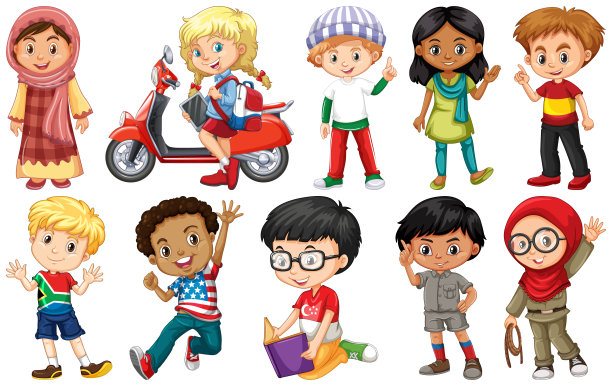 一组来自不同国家的孩子图片下载