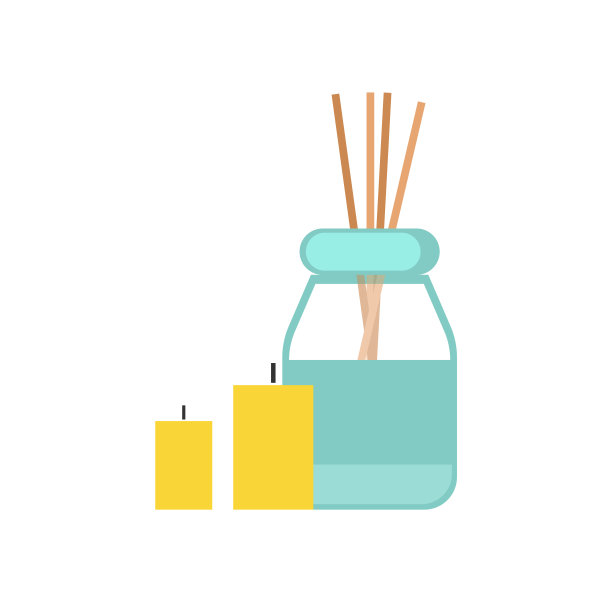 棍棒，油和蜡烛按摩卡通横幅图片下载