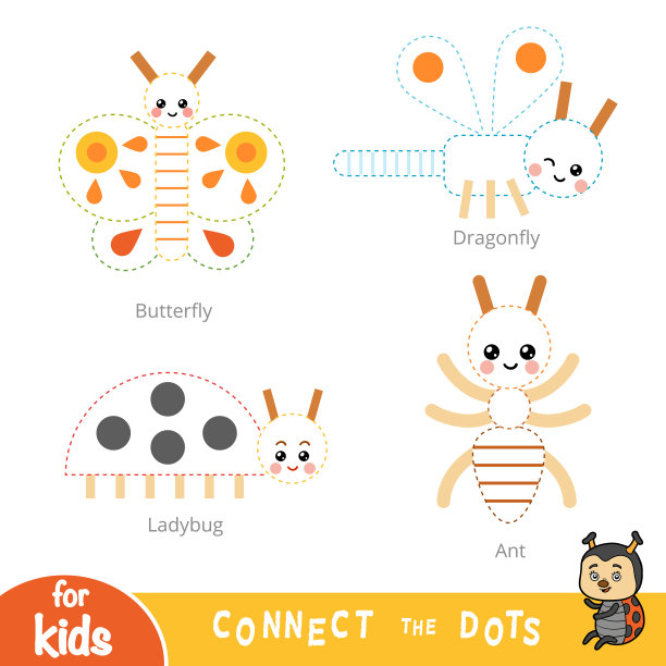 串连点，儿童教育游戏。的昆虫图片下载