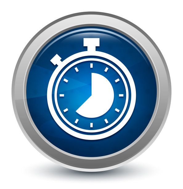 秒表图标星爆亮蓝色圆形按钮插图设计理念图片下载