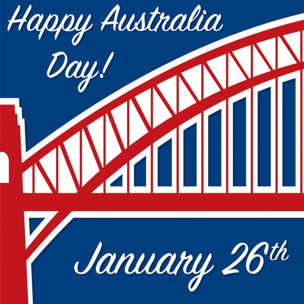 海港大桥贴纸澳大利亚日卡片矢量格式。图片下载