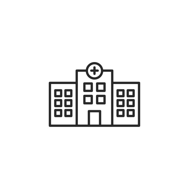 可编辑描边的医院建筑线性图标。简单的轮廓设计——医疗保健、医疗符号。隔离在白色背景上。矢量图示。图片下载