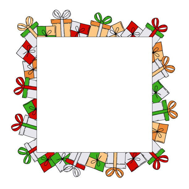 贺年卡模板。装饰框架从手绘元素。颜色向量插图。图片下载