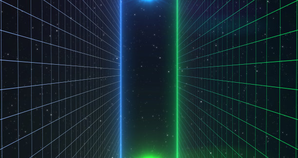 复古科幻背景的未来网格景观80年代。数字网络表面。适合80年代风格的设计。三维演示图片下载