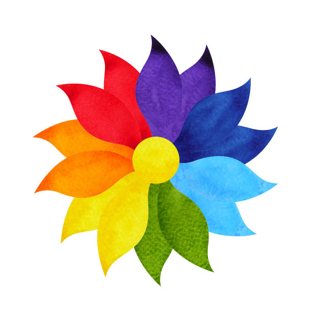 色彩脉轮曼荼罗符号概念，水彩画图标，插画设计符号手绘图片下载