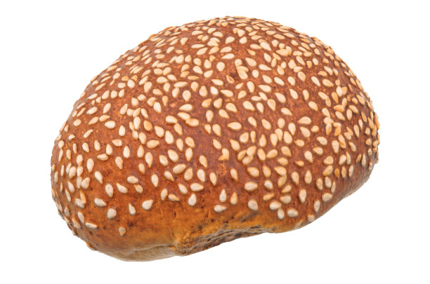 黑麦面包与芝麻或荞麦面包3d渲染与现实的纹理孤立在白色的背景图片下载