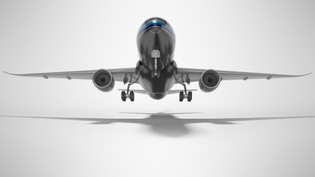 概念涡轮喷气飞机起飞3d渲染在灰色背景与阴影图片下载
