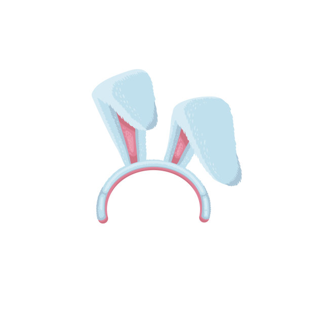 可爱的蓝色兔子耳朵头饰复活节派对动物服装或社交媒体应用程序的照片滤镜图片下载