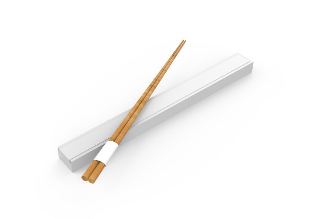 筷子与筷子盒，模拟模板在孤立的白色背景，3d插图图片下载