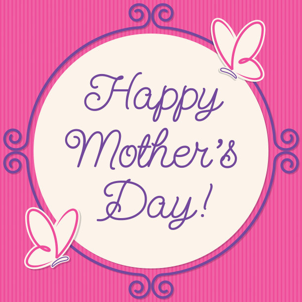 蝴蝶涂鸦框母亲节贺卡矢量格式。图片下载