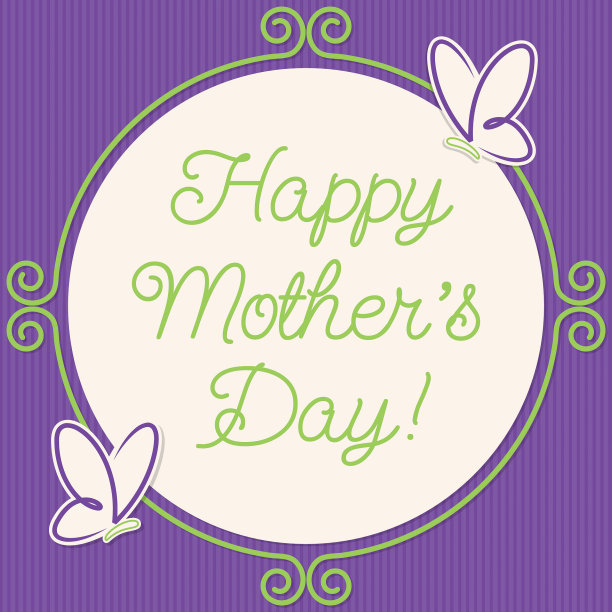 蝴蝶涂鸦框母亲节贺卡矢量格式。图片下载