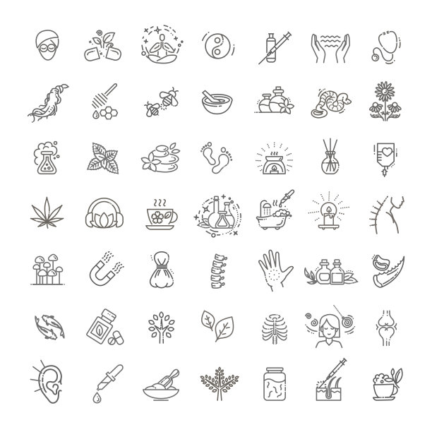 不同种类的替代医学的矢量插图图片下载