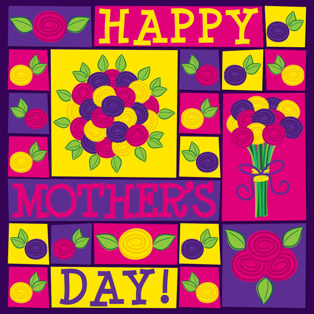 时髦的玫瑰母亲节卡片矢量格式。图片下载