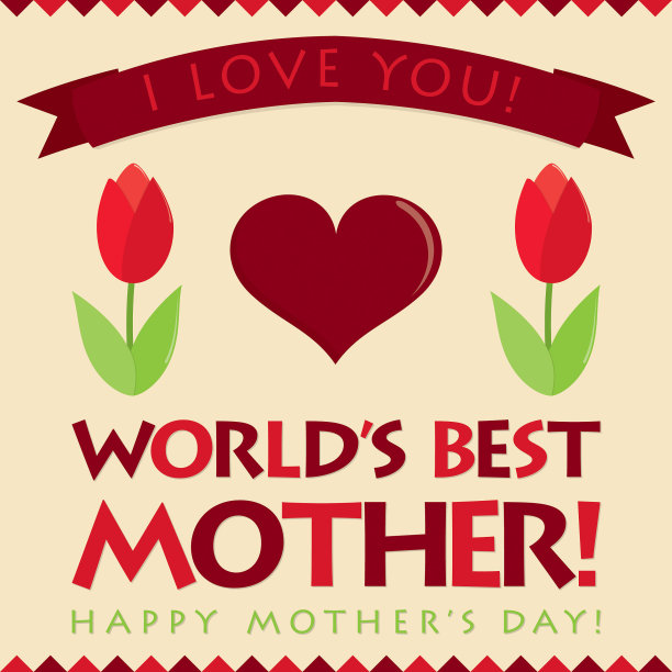 复古风格的母亲节贺卡矢量格式。图片下载