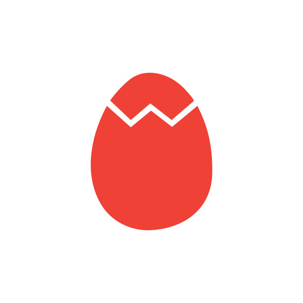 鸡蛋红色图标上的白色背景。红色平坦风格矢量插图图片下载