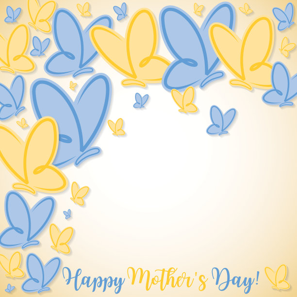 矢量格式的蝴蝶贺卡母亲节快乐。图片下载