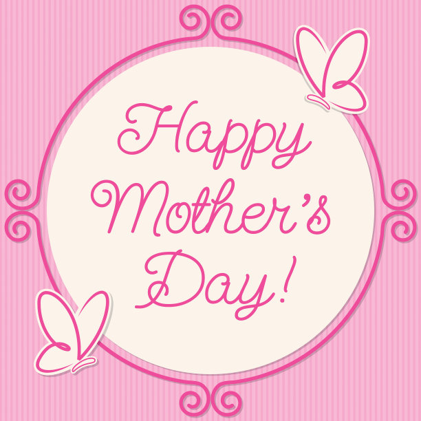蝴蝶涂鸦框母亲节贺卡矢量格式。图片下载