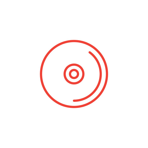 DVD或CD线红色图标在白色的背景。红色平坦风格矢量插图。图片下载