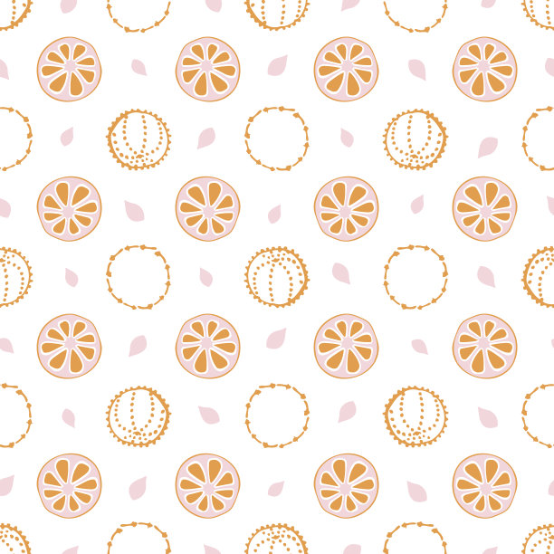 无缝矢量模式与圣诞元素，丁香和橙色的白色背景。图片下载