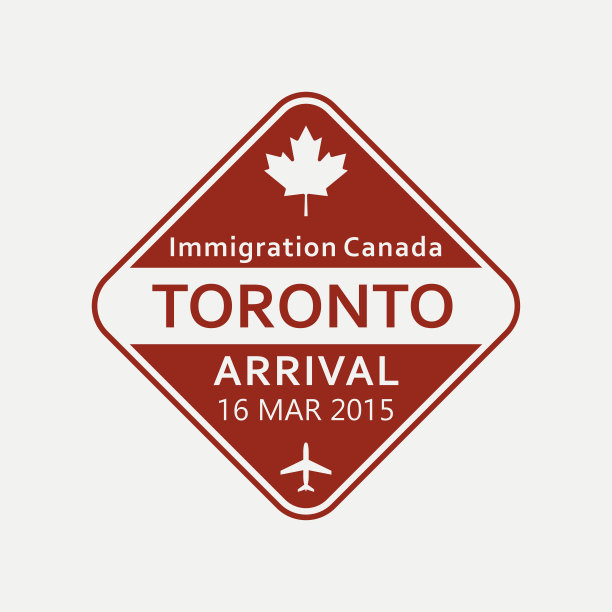 多伦多的护照盖章。加拿大机场签证盖章或移民签章。自定义控制威望。矢量插图。图片下载