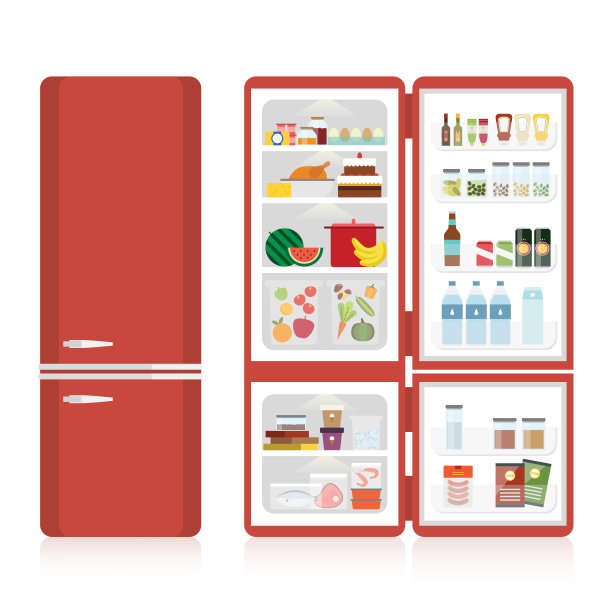 老式冰箱装满了各种各样的食物图片下载