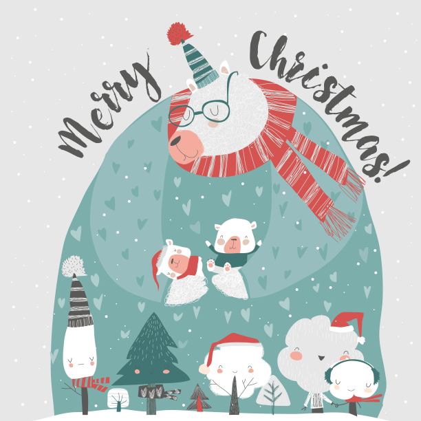 可爱的卡通熊妈妈和他们的宝宝熊图片下载