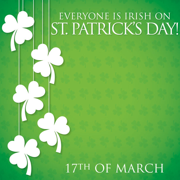 悬挂三叶草圣帕特里克节矢量格式的卡片。图片下载