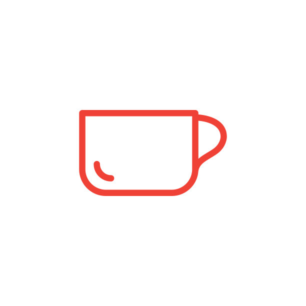 空咖啡杯线红色图标在白色背景。红色平坦风格矢量插图图片下载