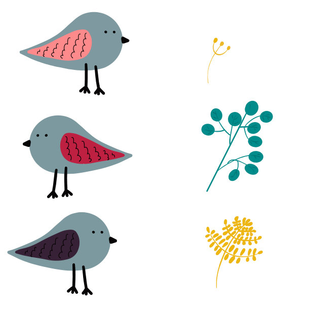 斯堪的纳维亚风格的鸟。爱。浪漫。向量。在白色的背景上。图片下载