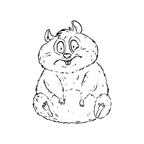 卡通插图的一个可爱的胖沮丧的仓鼠。漫画风格的宠物图片下载