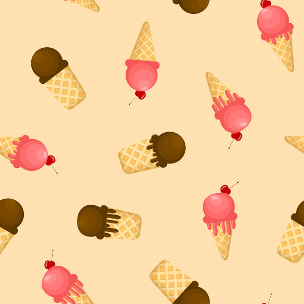 卡通彩色冰淇淋融化无缝图案背景。向量图片下载
