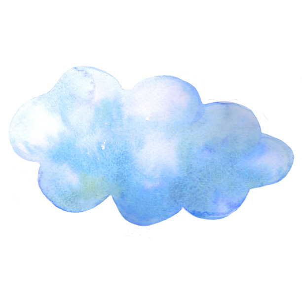 积云是蓝色的。水彩插图图片下载